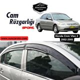 Honda Civic Vtec2 2002-2005 Uyumlu Mugen Cam Rüzgarlığı Seti Piano Black 4'lü İthal
