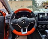 Renault Clio 5 Araca Özel Tam Uyumlu Deri Direksiyon Kılıfı (TURUNCU-SİYAH)