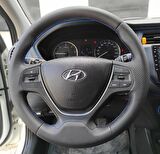 Hyundai İ20 Tam Uyumlu Direksiyon Kılıfı (Nokta Düz Mavi Dikişli)
