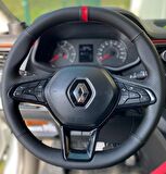 Renault Clio 5 Araca Özel Direksiyon Kılıfı (Nokta Düz Kırmızı Yüzüklü)