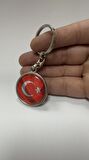 Türk Bayraklı Logolu Metal Anahtarlık Çift Yönlü (1 ADET)