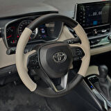 Toyota Corolla 2020-2024 Araca Özel Direksiyon Kılıfı (BEJ KARBON SİYAH İP)