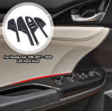 Honda Civic FC5 FK7 2017 - 2020 iç kapı kol dayama cam düğme  karbon Fiber 2 adet Ön Taraf 2 adet Arka 