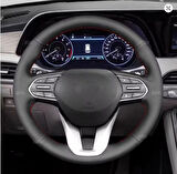 Hyundai Santa Fe 2019-2020 Araca Özgü Dikmeli Direksiyon Kılıfı KIRMIZI İP