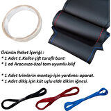 Megane 4 İcon Araca Özel Direksiyon Kılıfı (Nokta Karbon Kırmızı İp)