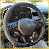 Clio 5 Araca Özel Direksiyon Kılıfı (Noktalı Karbon) F1 OLMAYAN DİREKSİYONA UYGUNDUR