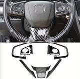 Honda Civic FC5 FK7 Karbon Fiber Direksiyon Düğmesi Kaplama 2016-2020 6 PARÇA