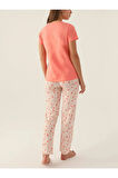 Kadın Giyim Pamuklu Kısa Kol 2'li Pijama Takımı LL.AR01.NE00.TT09