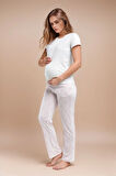 Kadın Giyim Beş Düğmeli Kısa Kollu & Alt Hamile Pijama Takımı LL.AR01.NE00.TT05