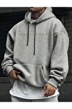 Erkek Gri Oversize Originals Baskılı Sweatshirt