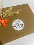 Handmade Çift iğneli Siuyah Yazı Yuvarlak Yapışkanlı Etiket 4x4 cm 120 adet