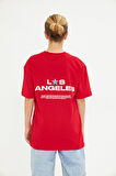 Los Angeles Baskılı %100 Pamuk Oversize Beyaz Unisex Çocuk Tişört