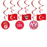 23 Nisan Süsleri 6 Lı Tavan Sarkıt Süs ve Ay Yıldız Baskılı Balon 10 lu 23 Nisan 29 Ekim Bayram Süsl