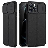 Smcase iPhone 12 Pro Kılıf Lensi Kamera Korumalı Deri Dokulu Silikon
