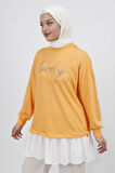 2 İplik Kumaş Önü Taş Detaylı Sweatshirt