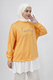 2 İplik Kumaş Önü Taş Detaylı Sweatshirt