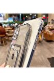 iPhone 13 Pro Uyumlu Şeffaf Kartlıklı Silikon Kılıf Anti Shock Hava Yastıklı Kılıf Kap Kartvizitli