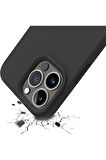 iPhone 13 Pro max Uyumlu içi Kadife Lansman Silikon kılıf Full Koruma Sağlayan Kılıf Siyah Renk