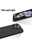 iPhone 13 Pro Uyumlu içi Kadife Lansman Silicone kılıf Full Koruma Sağlayan Kılıf (Siyah)