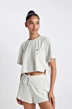 DeFactoFit Cropped Fit Bisiklet Yaka Sporcu Ribana Kısa Kollu Tişört A9916AX24SMGR294