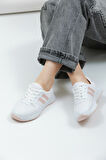Kadın - Erkek - Unisex Bağcıklı Anatomik Taban Günlük Spor Ayakkabı Sneaker Beyaz Pudra