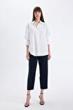 DeFacto Oversize Geniş Kalıp Basic Düz Poplin Uzun Kollu Gömlek D3152AX24AUWT34
