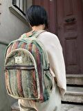 %100 Organik  Yeşil Hemp Sırt Çantası, Organik Çanta, Festival Çantası, Laptop Çantası