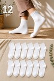 12 Çift Beyaz Yarım Konç Unisex Çorap | Pamuklu, Nefes Alan, Terletmeyen