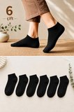 6 Çift Siyah Patik Unisex Çorap | Pamuklu, Nefes Alan, Terletmeyen