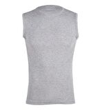 Erkek Sıfır Kol Bisiklet Yaka Slimfit Likralı Düz Tişört Gri