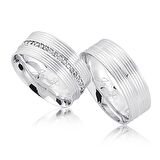 Taşlı Beyaz Altın Alyans 1403