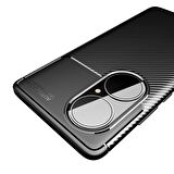 Smcase Huawei P50 Pro Kılıf Karbon Dokulu Negro Silikon