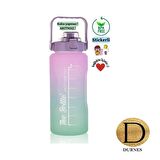 DURNES - The Bottle Motivasyonel 2li Pipetli Stickerli Su Matarası Su Şişesi Suluk 2LT+900ML Yavrulu