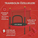 Fileli Büyük Boy Trambolin 140 Cm Çap Korumalı Kolay Kurulum CKS448