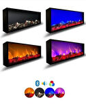 Dekoratif Elektrikli Yapay Şömine,Odun Çıtırtı+BLUETOOHT+Farklı Renk Modları, Kumandalı 140X35 CM