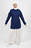 2 İplik Kumaş Kolu Bağlama Detaylı Sweatshirt
