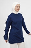 2 İplik Kumaş Kolu Bağlama Detaylı Sweatshirt