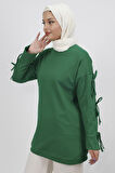 2 İplik Kumaş Kolu Bağlama Detaylı Sweatshirt