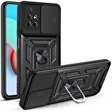 Gpack Xiaomi Redmi 10 2022 Kılıf Sert Silikon Tank Aramid Sürgülü Vega Yüzüklü