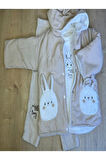 3'Lü KIZ BEBEK ÇOCUK İÇİ POLARLI CEKET 2 İPLİK SWEATSHİRT VE PANTALON TAKIM