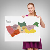 Harita Sepeti Mardin İli ve İlçeler Haritası Dekoratif Kanvas Tablo 1416