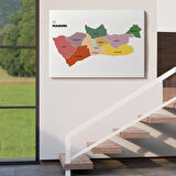 Harita Sepeti Mardin İli ve İlçeler Haritası Dekoratif Kanvas Tablo 1416