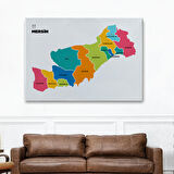 Harita Sepeti Mersin İli ve İlçeler Haritası Dekoratif Kanvas Tablo 1418