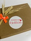 Siparişiniz İçin Teşekkürler Kırmızı Yazı Kalpli Yuvarlak Yapışkanlı Etiket 4x4 cm 120 adet
