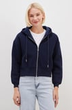 3 İplik Basic Fermuarlı Kapüşonlu Sweatshirt