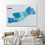 Harita Sepeti Mersin İli ve İlçeler Haritası Dekoratif Kanvas Tablo 1420