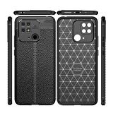 Smcase Xiaomi Redmi 10c Kılıf Kamera Korumalı Deri Dokulu Silikon
