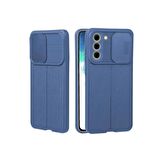 Smcase Samsung Galaxy S22 Plus 5G Kılıf Lensi Kamera Korumalı Deri Dokulu Silikon 