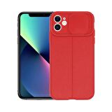 Smcase iPhone 11 Kılıf Lensi Kamera Korumalı Deri Dokulu Silikon 