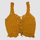 Uretti - ASLI 5776 - El Yapımı Fırfır Detaylı Turuncu Crop Top